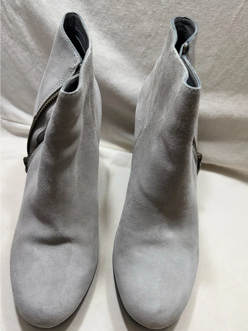 Cole Haan Light Gray Suede Ankle Booties with Side Zip